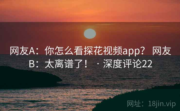 网友A:你怎么看探花视频app? 网友B:太离谱了! · 深度评论22 网友A:你怎么看探花视频app? 网友B:太离谱了! · 深度评论22